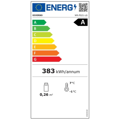 Frigo ventilé, porte vitrée, 200 Litres - blanc WR-PG21-LG